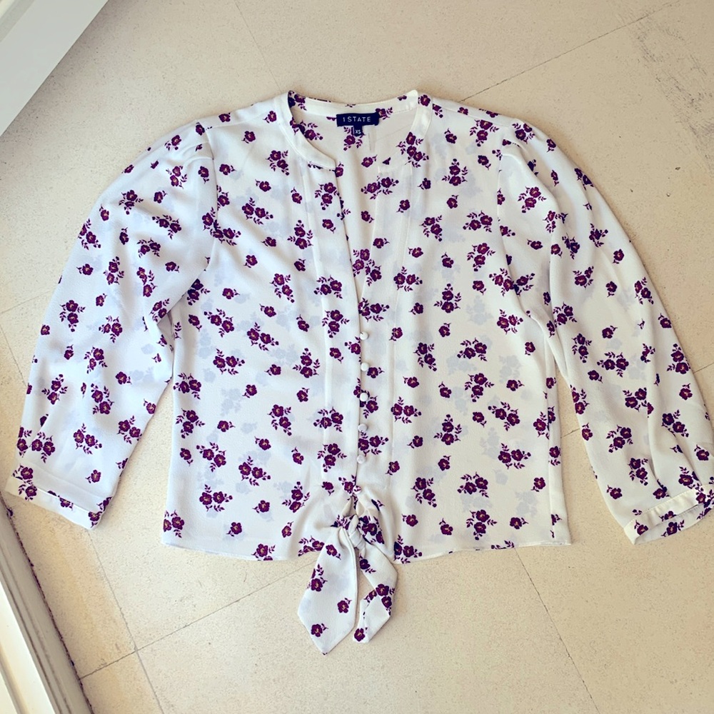 Women’s tie front flower blouse